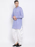 Vastramay Men's Blue Cotton Blend Kurta and Dhoti Set